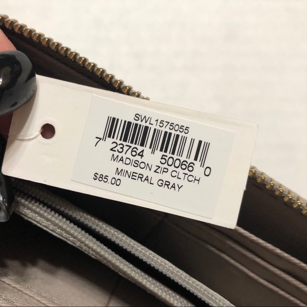 NWT Fossil Grey Madison Zip Clutch - Picture 5 of 5